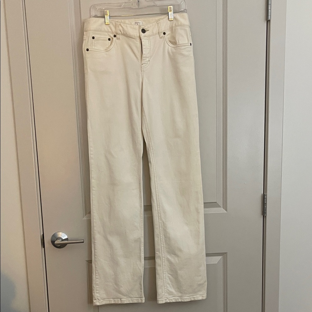 LOFT Women's Straight Leg Cream Jeans